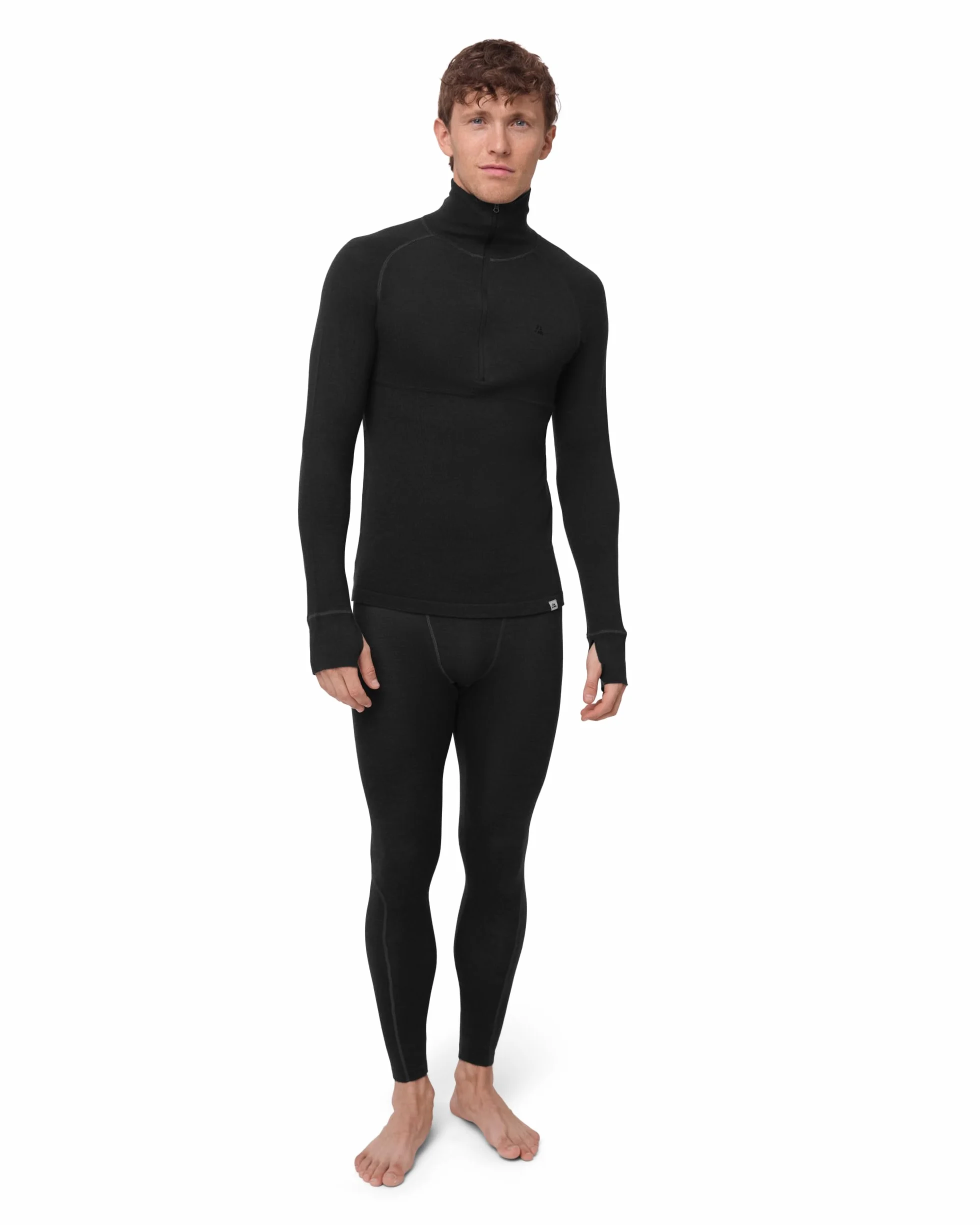 DANISH ENDURANCE Capa Base Media Cremallera Merino Hombre, Conjunto Térmico