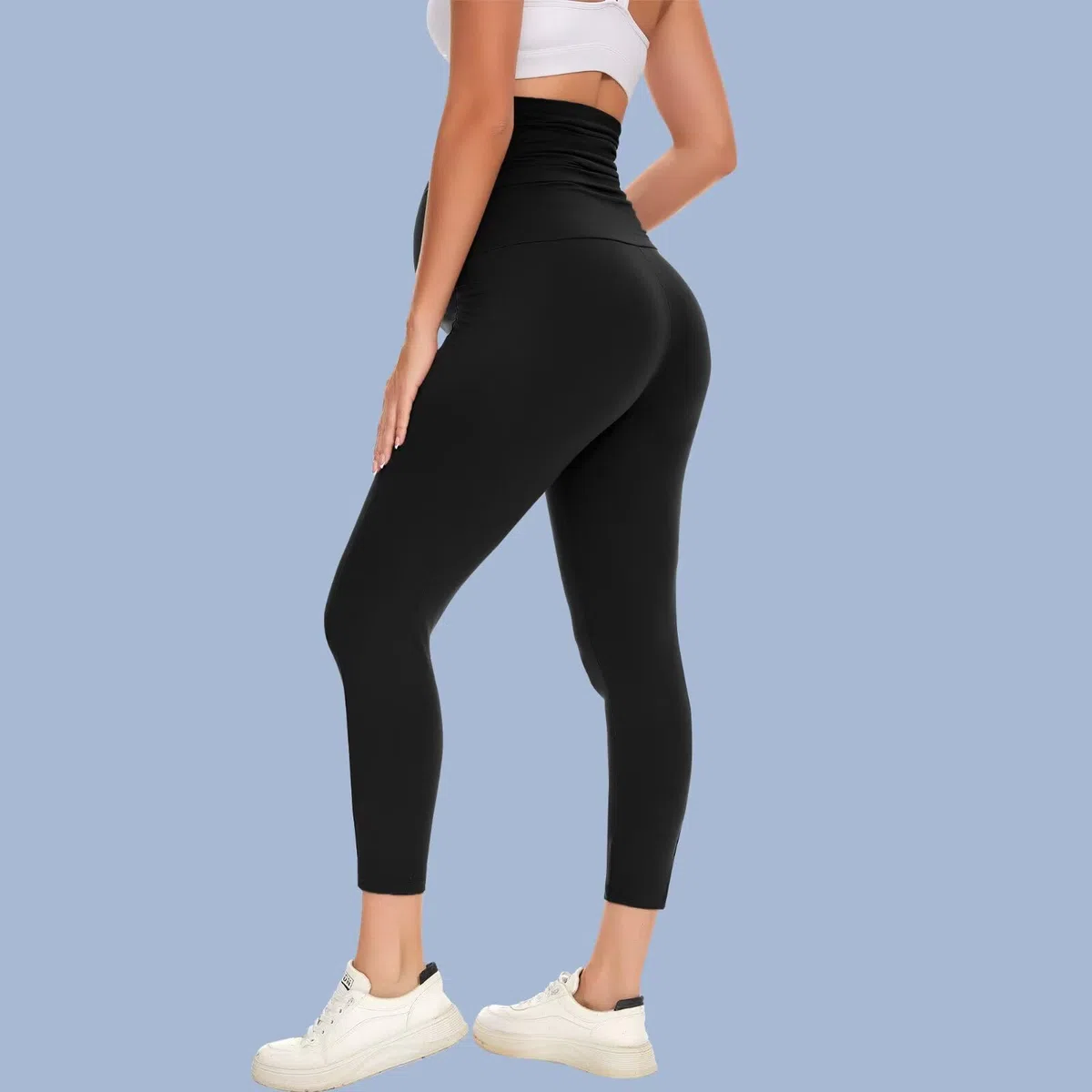 Happy.angel Paquete de 2/3/4 leggings de maternidad con bolsillos sobre el vientre, pantalones negros para entrenamiento, yoga, embarazo
