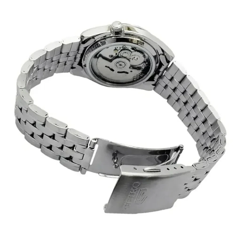Seiko SNK361 - Reloj analógico de Acero Inoxidable con Esfera Negra para Hombre, Negro/Gris, Clásico