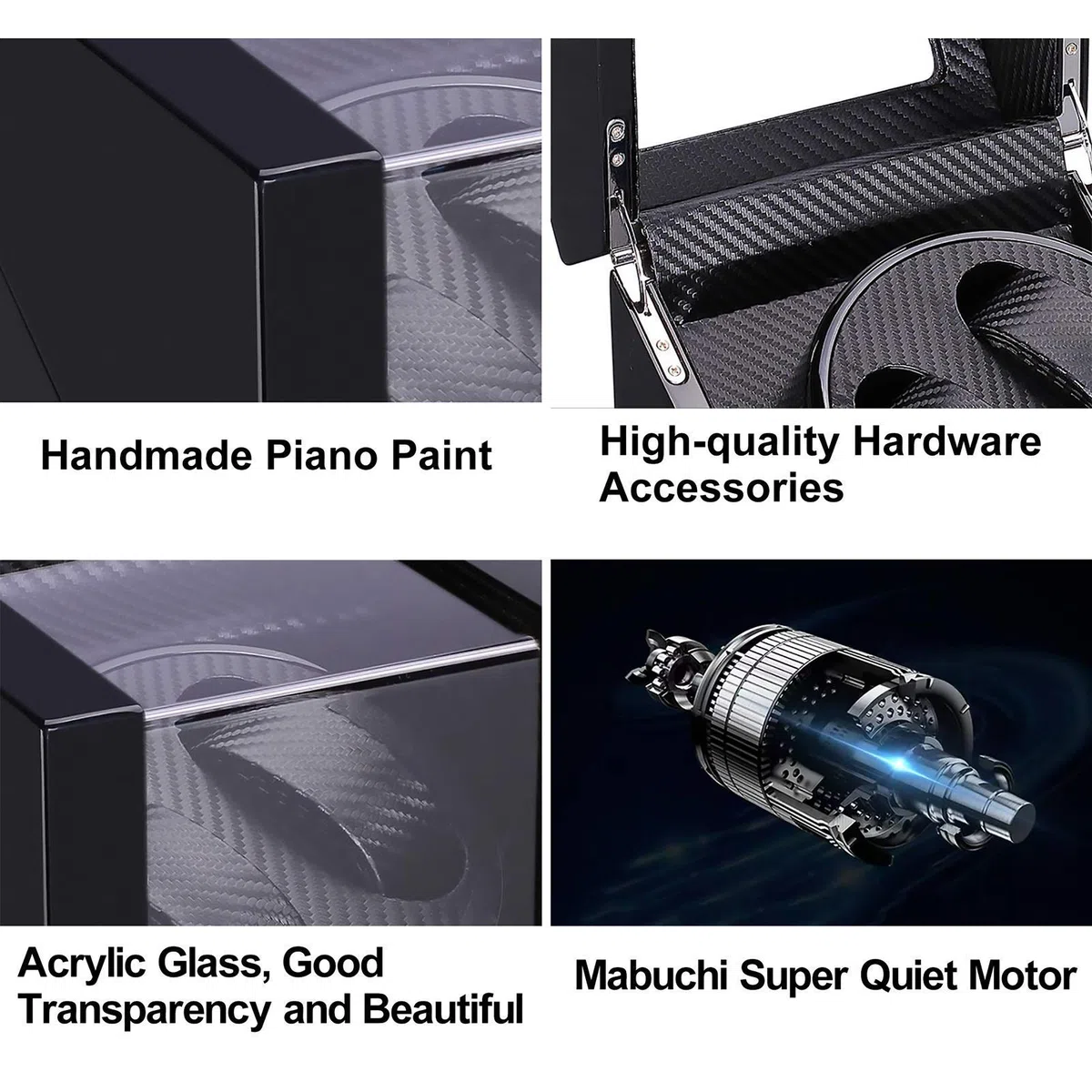Reloj Winder 2 dígitos Patrón de ébano Pintura Reloj mecánico Dispositivo de Cuerda automática Hombres y Mujeres Reloj Caja de Almacenamiento Hogar Mudo Reloj antimagnético Shaker