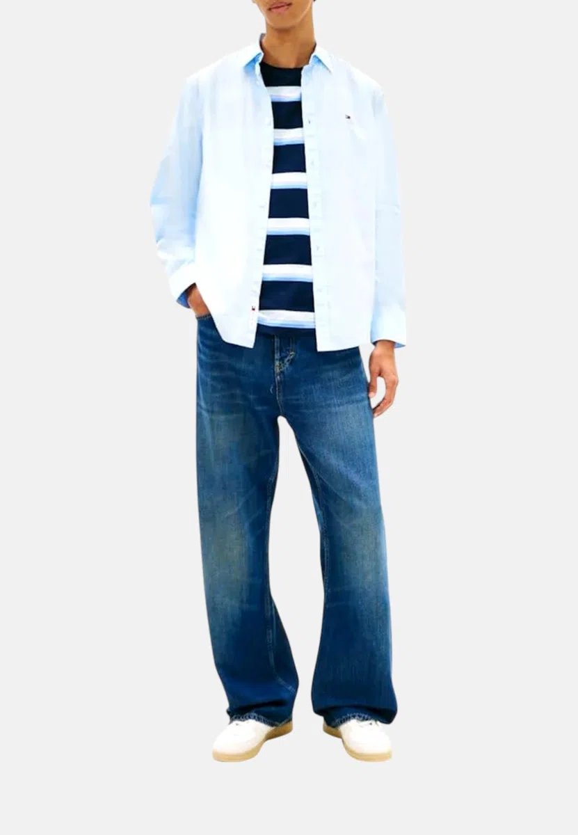 Tommy Jeans TJM Reg Poplin Shirt Dm0dm22026 Camisa L/S Hombre (Pack de 1)
