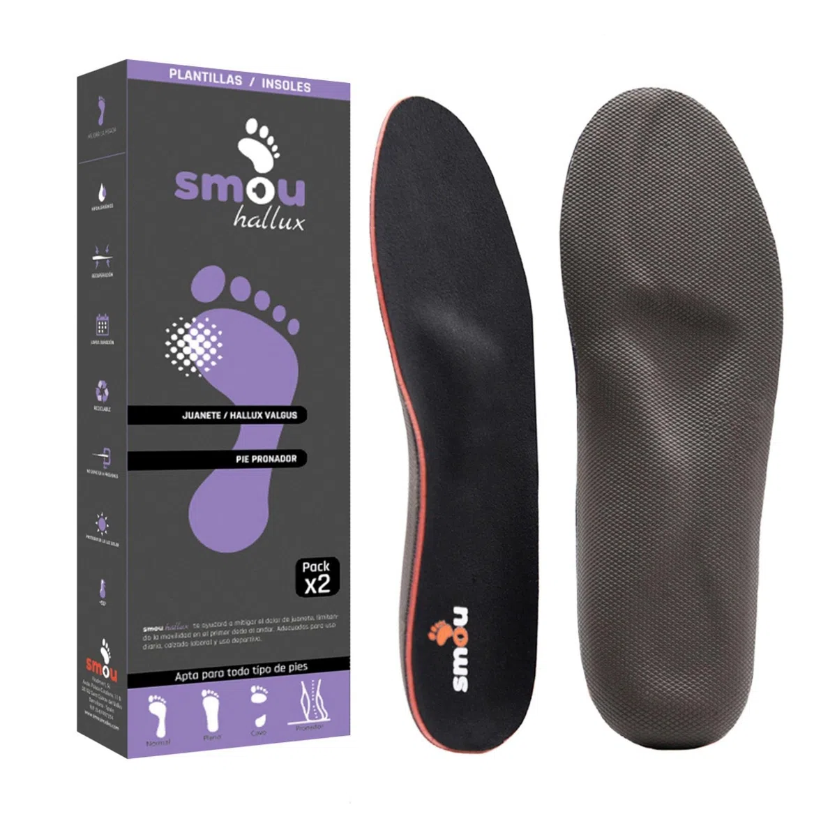 SMOU Hallux - Plantillas ortopédicas para aliviar el dolor de juanetes | Ayuda a aliviar el dolor al caminar del dedo gordo del pie | Plantillas para hombres y mujeres | Soporte de arco alto | Talla