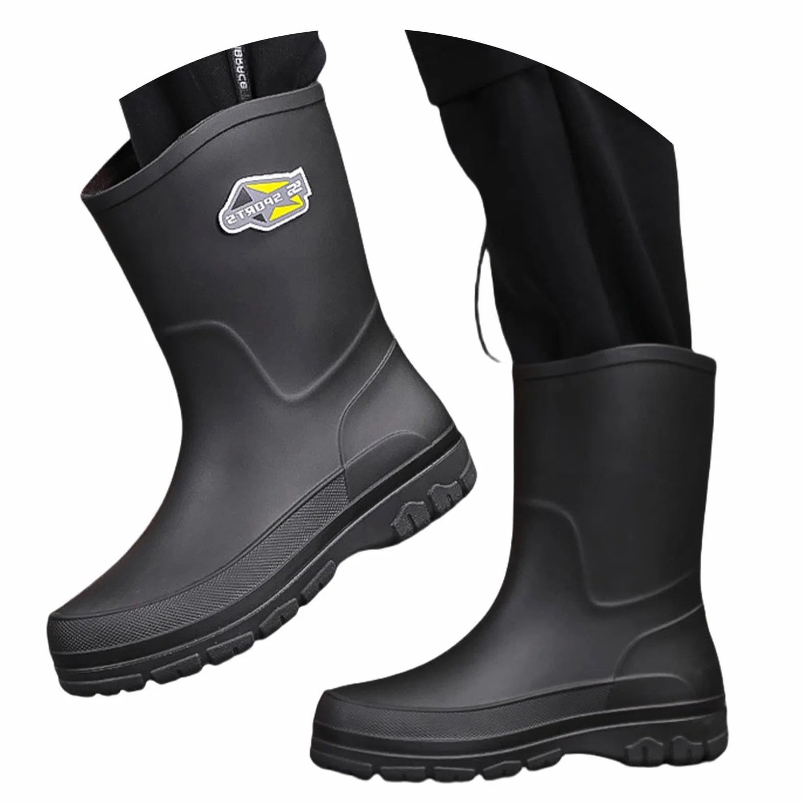 Botas de goma para mujer, botas de lluvia de media altura, botas de lluvia antideslizantes, botas de goma, botas de jardín, botas de lluvia, botines impermeables de goma, botas de lluvia para