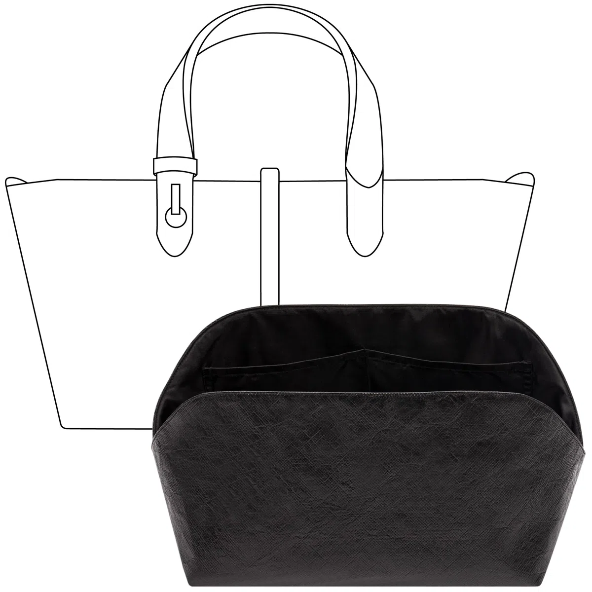 Organizador de bolso para bolsa pequeña Dior Toujours, ajuste personalizado en el interior, color negro mate, ligero, resistente al agua, con accesorios para portavasos