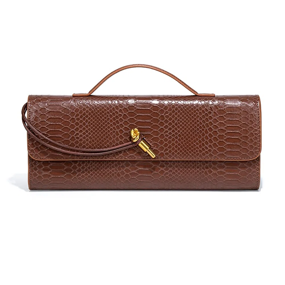 Beaguful Bolso de mano de piel para mujer, con estampado de cocodrilo, bolso de noche cruzado