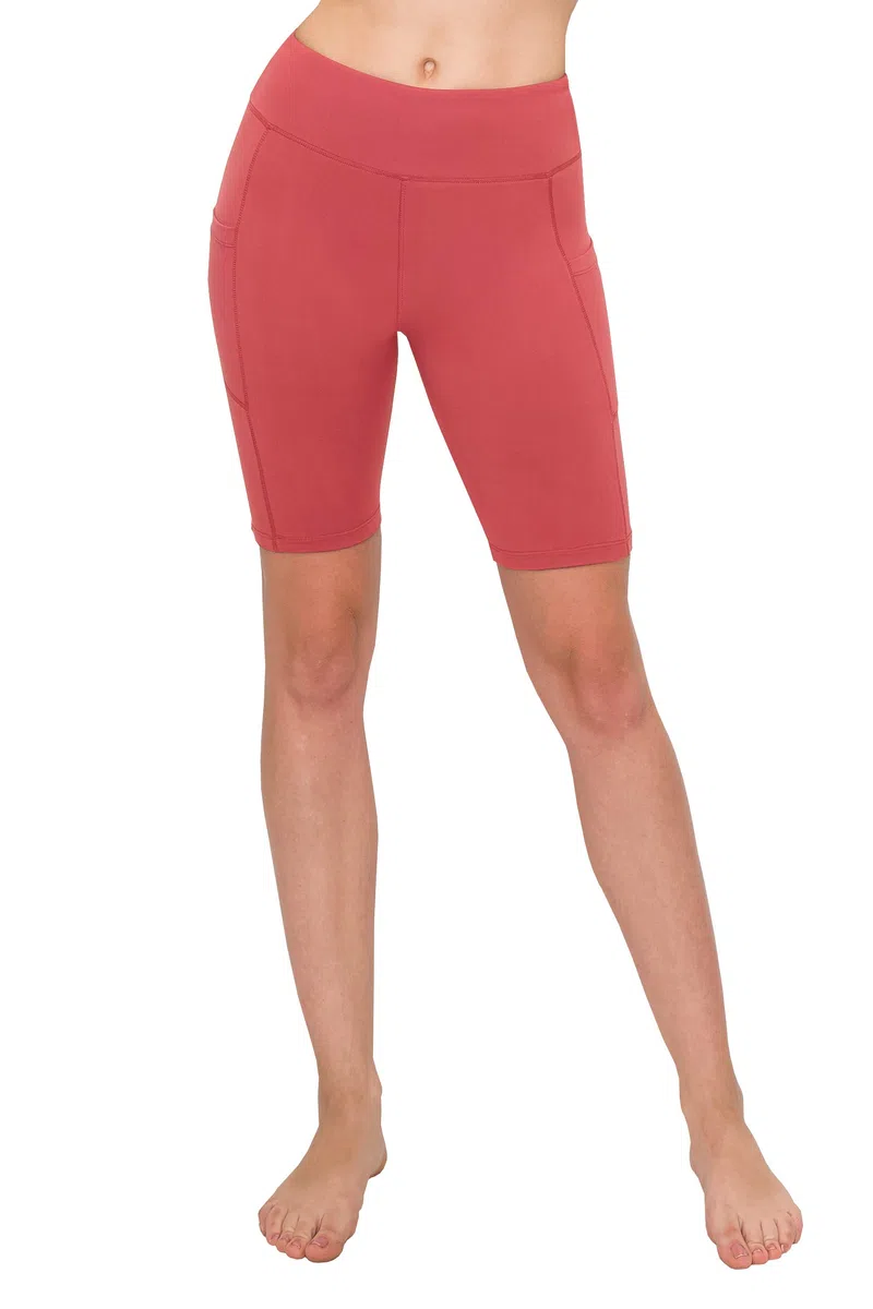 Pantalones cortos de ciclismo de cintura alta para mujer, Ropa Deportiva, Pantalones de yoga para entrenamiento atlético, control de barriga, elásticos, para correr - Rosa - Large