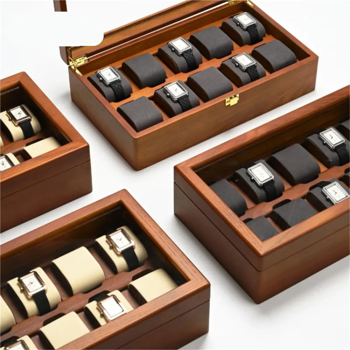 Caja para Relojes de Madera Maciz Caja Organizadora De Joyas Madera 6/10 Rejillas