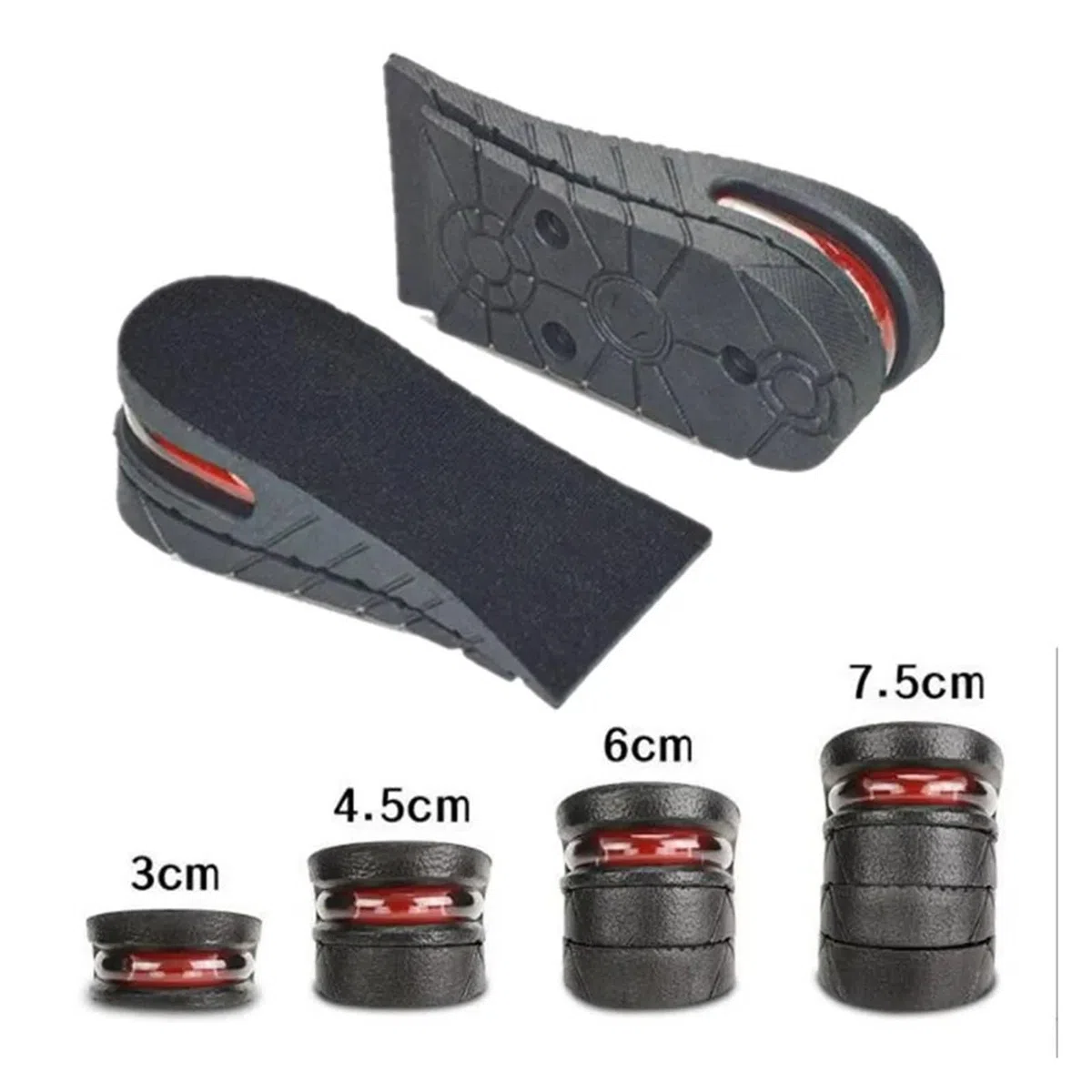 Plantillas para aumentar la estatura 3 pares de plantillas aumento altura for hombres y mujeres, zapatos con elevador, cojín, zapatillas deporte unisex, inserto elevación del talón(Heighten 7.5cm)