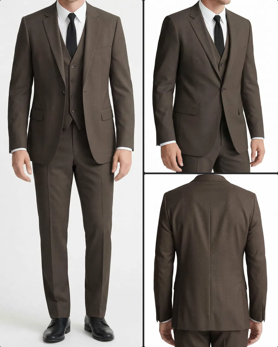 Traje de Tres Piezas Slim fit para Hombre Esmoquin Formal Chaqueta Blazer Chaleco y Pantalones Ideal para Boda Fiesta de graduación Evento y Negocios