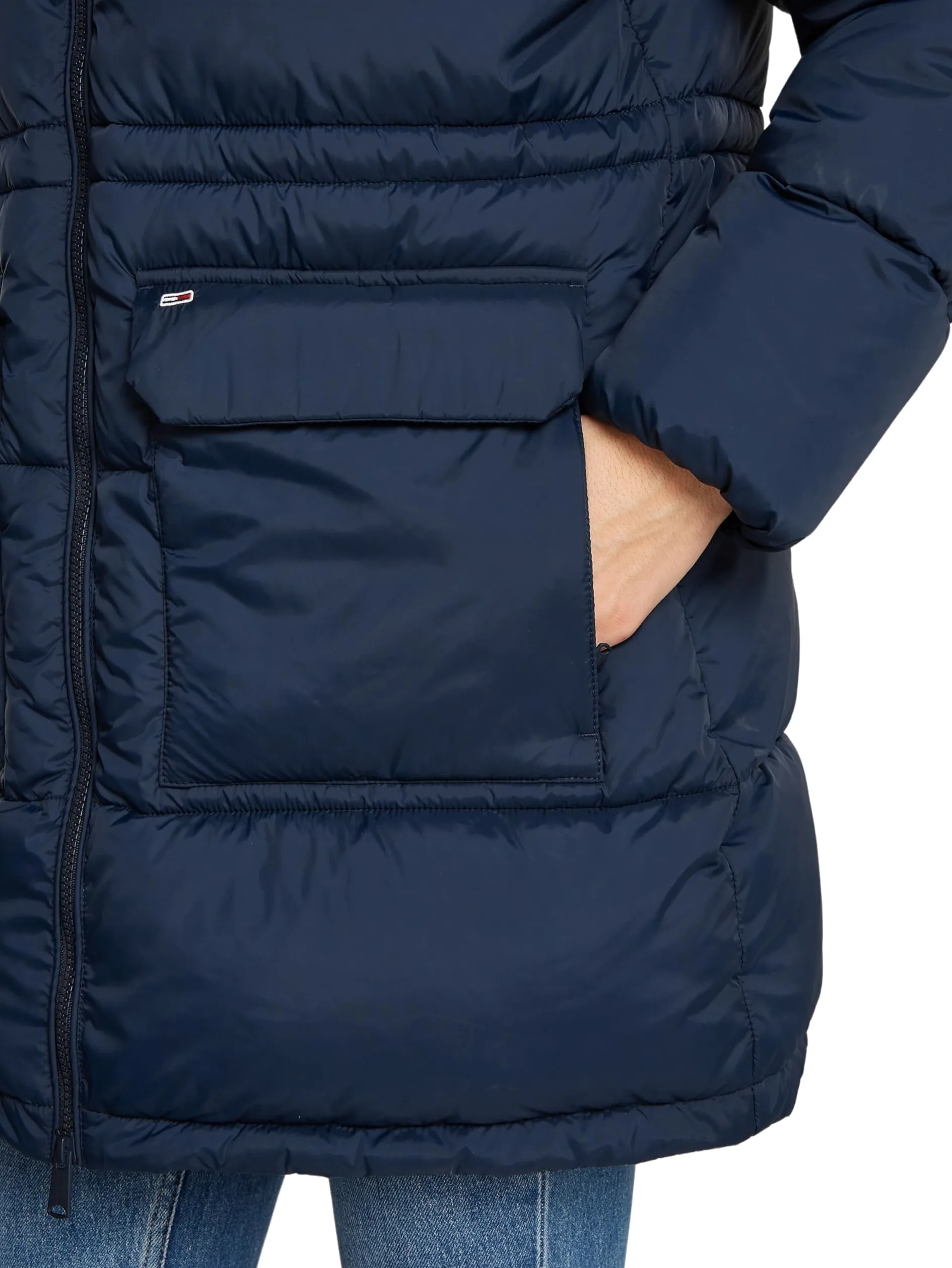 Tommy Jeans Abrigo de Plumas Mujer Midi Puffer con Capucha