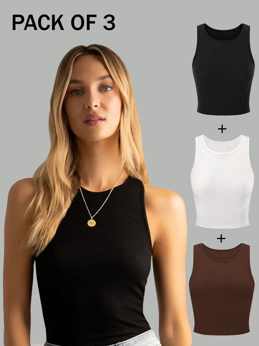 Toochki Camiseta corta para mujer, camiseta deportiva deportiva estilo occidental, informal, de algodón, paquete de 3 unidades