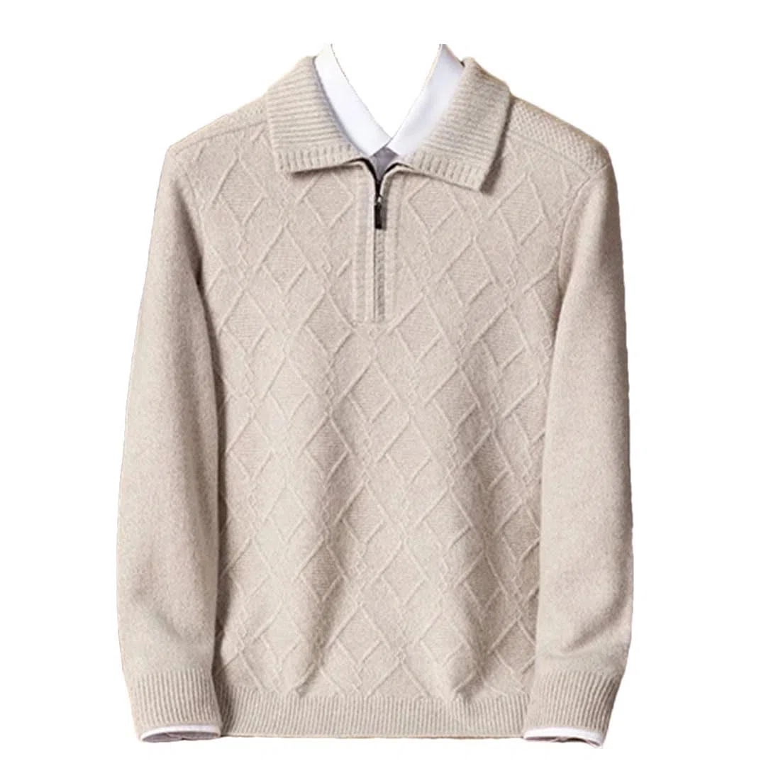 Vogrtcc Suéter De Cachemira Extragrande con Media Cremallera Y Solapa para Hombre Talla Grande