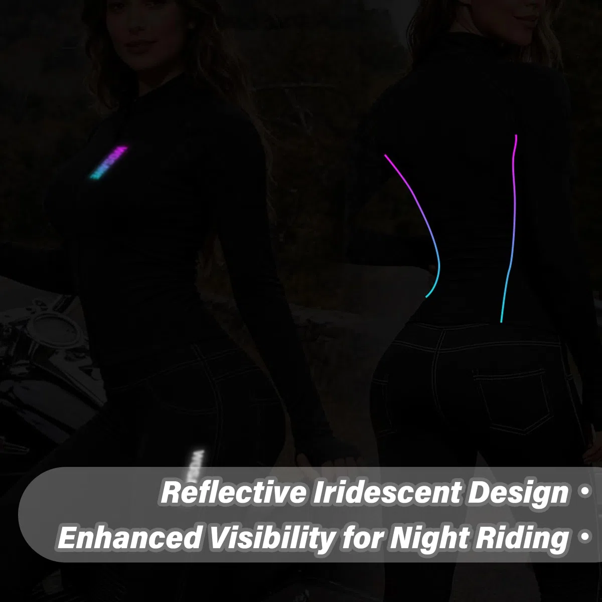 Equipamiento Moto Mujer, Traje 2 Piezas, Cazadora, Mallas elásticas | Indumentaria motorista, parte superior ajustada, pantalón stretch, almohadillas extraíbles, uso diario, viaje, fin de semana