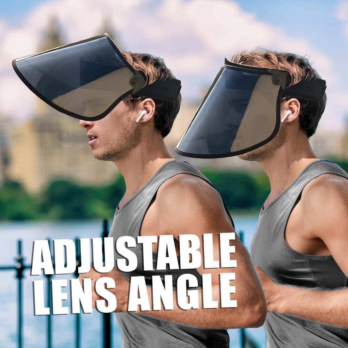 Sombrero de Visera Solar con Lente polarizada HD, Visera de protección Anti-UV, Banda Ajustable para el Sudor, al Aire Libre, Golf, Tenis, Playa, Pesca, Vela, canotaje, Kayak, Tabla de Remo,