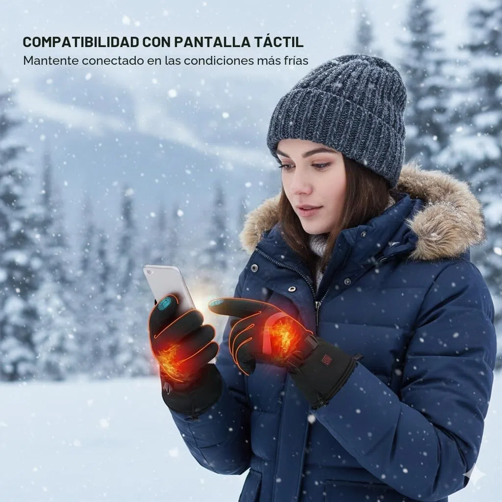 Guantes Calefactables para Hombre y Mujer, Guantes Térmicos con Batería Recargable 7.4V 3000mAh, Impermeables y Táctiles, para Moto, Esquí, Senderismo, Ciclismo, Caza - Talla M/L/XL