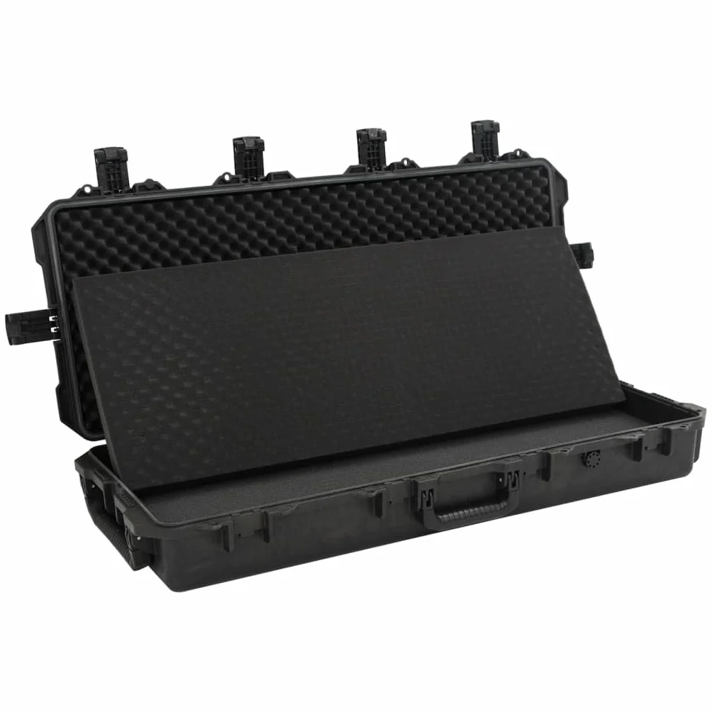 Maletín de transporte de polipropileno y ABS negro para viajes en avión, rígida, con inserto de espuma, válvula de presión, 100,5 x 42 x 17 cm, con cerradura, para exterior y almacenamiento
