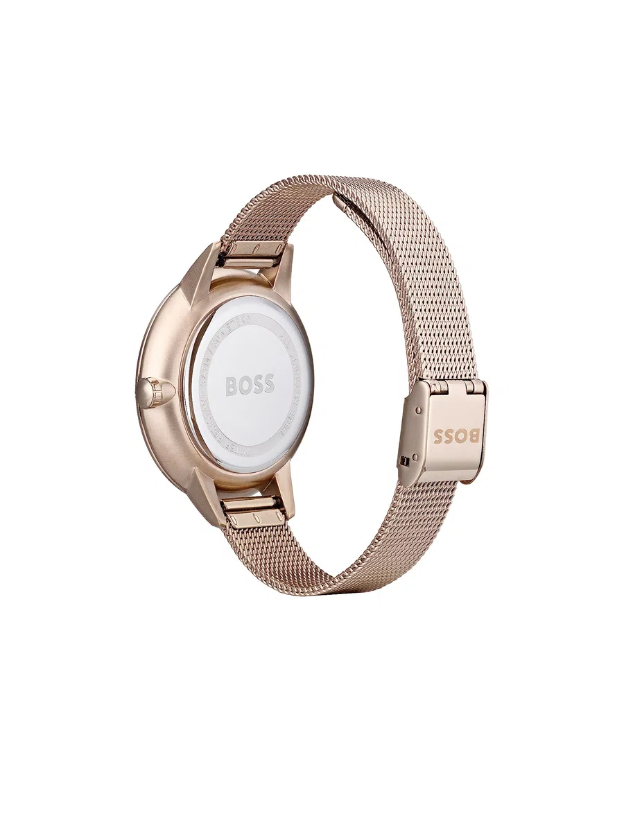 BOSS Reloj Analógico de Cuarzo Multifunción para Mujer Colección Symphony Collection con Correa en Acero Inoxidable o en Piel
