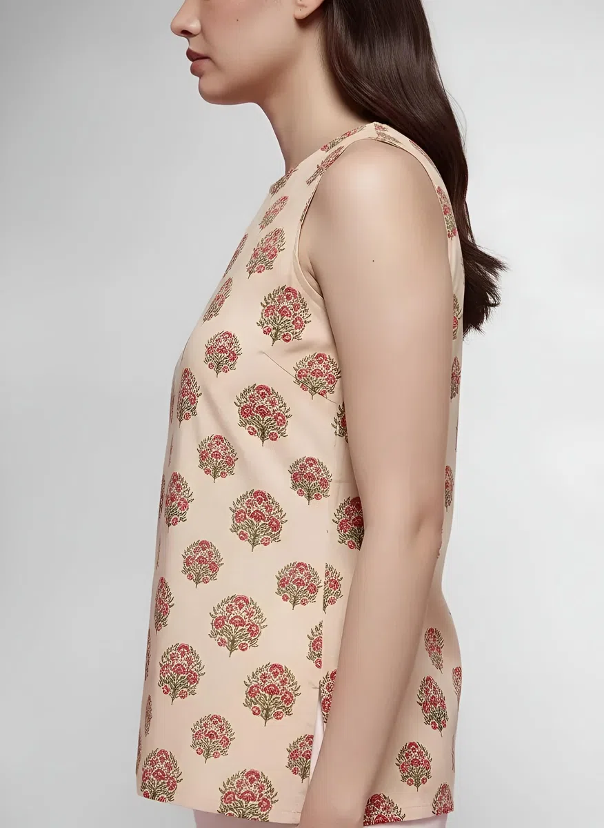 Pinkmint Camiseta sin mangas estampada para mujer y niña, tela de algodón puro batista, ajuste regular, suave, transpirable, ideal para uso casual, diario, oficina y verano (disponible en tallas