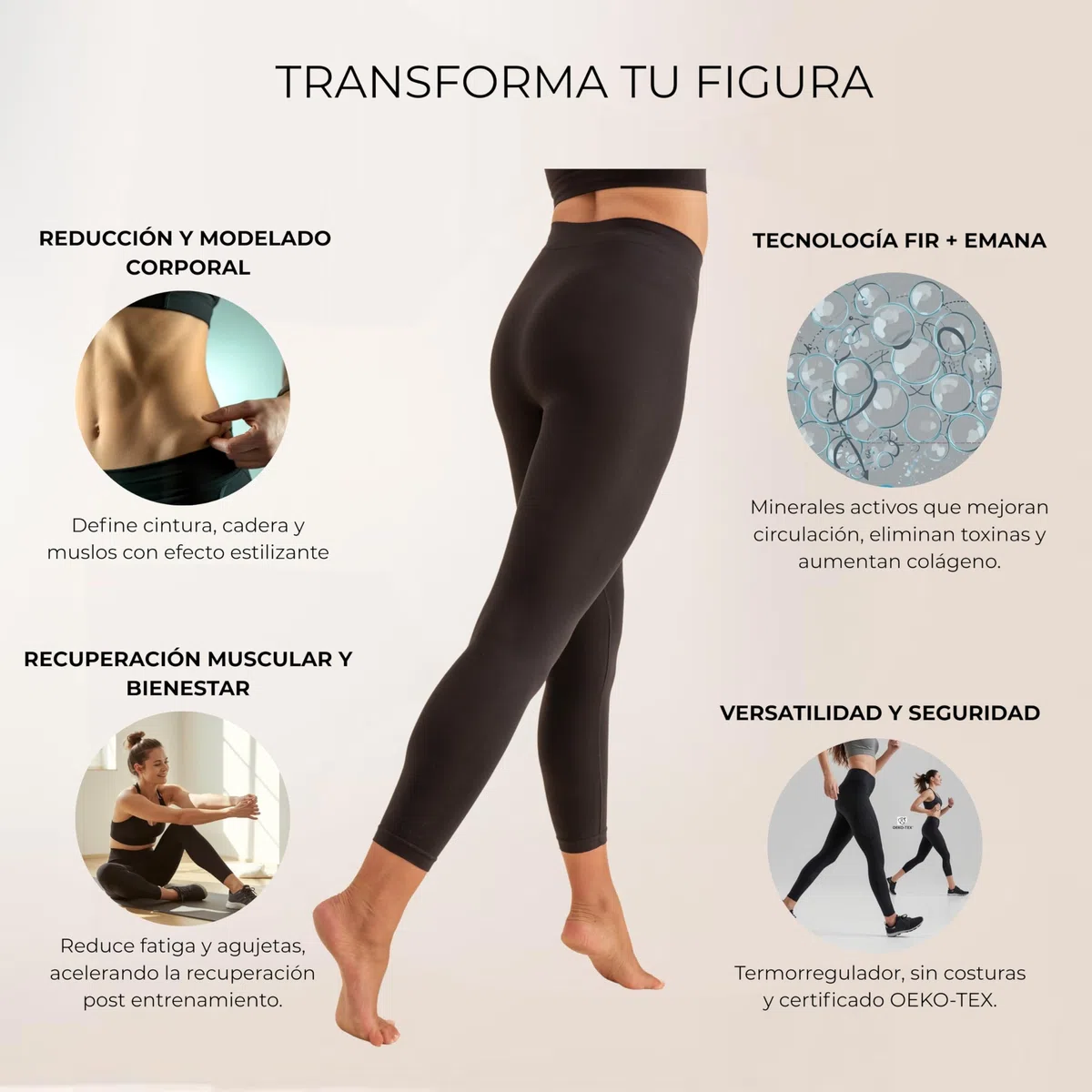 ANAISSA Leggins Mujer. Mallas Mujer Reductor. Leggins Deportivos Mujer Anticelulitis y Activador de Circulación. Mayas Deportivas Certificado Oeko-Tex y Vientre Plano. Yoga Pants Sin Costuras.