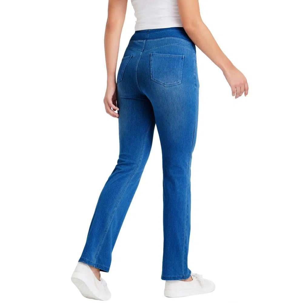 Jeans Mujer Stretch de Tiro Alto Corte Bootcut Lavado Denim Pantalones Casual Efecto Moldeador con Bolsillos Ajuste Recto y Cómodo skinny/B/M