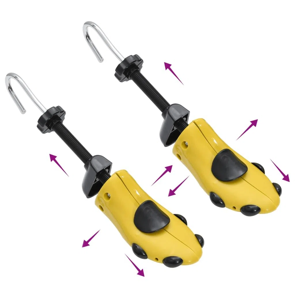 Horma de zapatos con calzador de plástico amarillo EU 41 – 46, 4 posiciones, expansor de zapatos y soporte de forma para botas de hombre, zapatos deportivos y zapatos de cuero