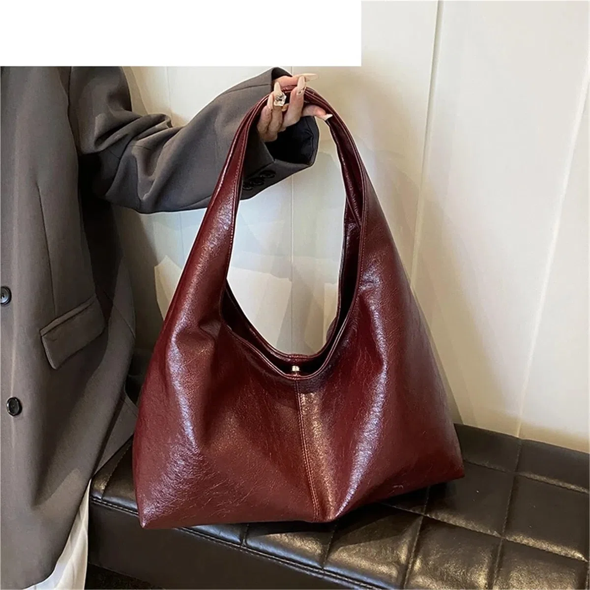 Bolsos grandes tipo hobo de piel sintética for mujer, bandolera, for el hombro, bolsos y carteras Para Viajes Compras Trabajo Citas