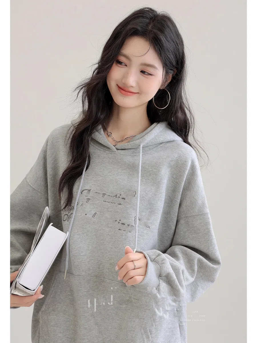 Sudadera con Capucha para Mujer, Manga Raglán, Cremallera, Estilo Universitario Holgado y Vintage