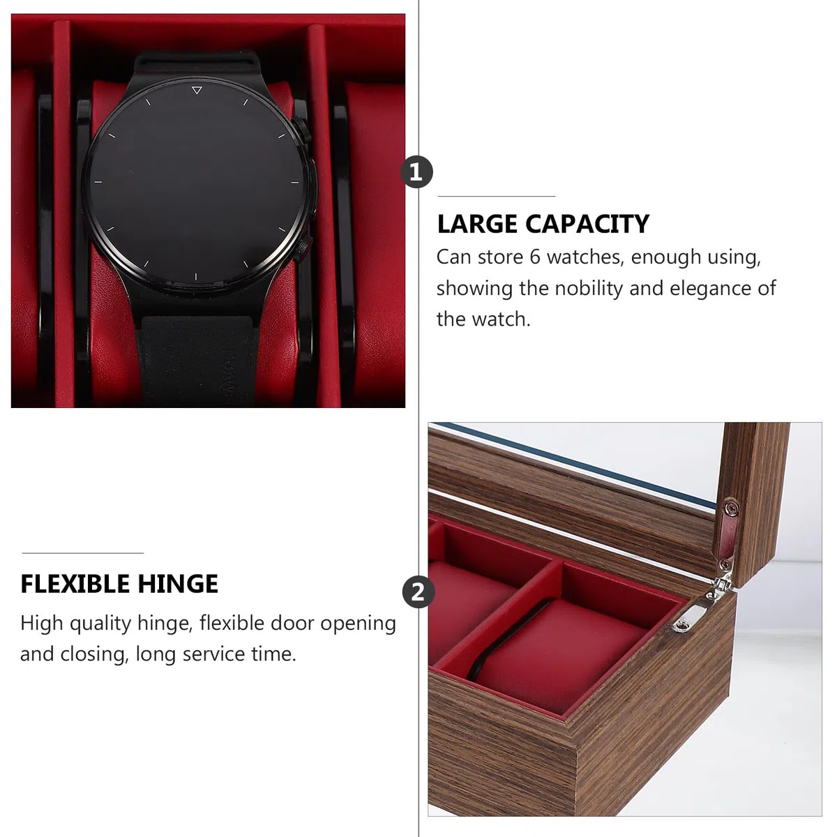 Healeved Caja Organizadora de Relojes de Madera en Cumpleaños y Año 6 Ranuras, Diseño Vintage y Elegante para Proteger Relojes