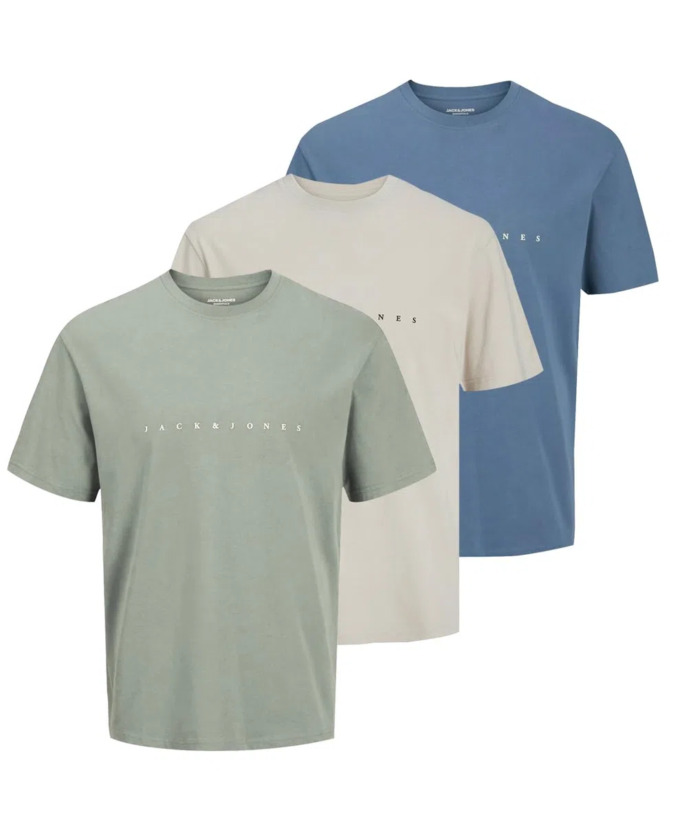 JACK & JONES Camiseta para Hombre con Logo, Azul (D/Moonbeam/Blue Mirage/Iceberg Green), XL