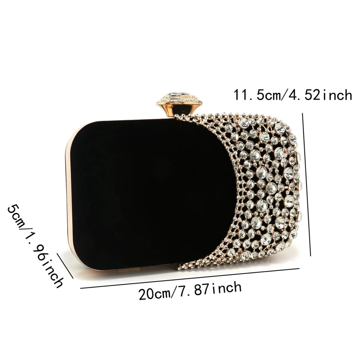Design - Bolso de noche para mujer, de terciopelo con purpurina, para boda, fiesta, con cadena de hombro, diamantes
