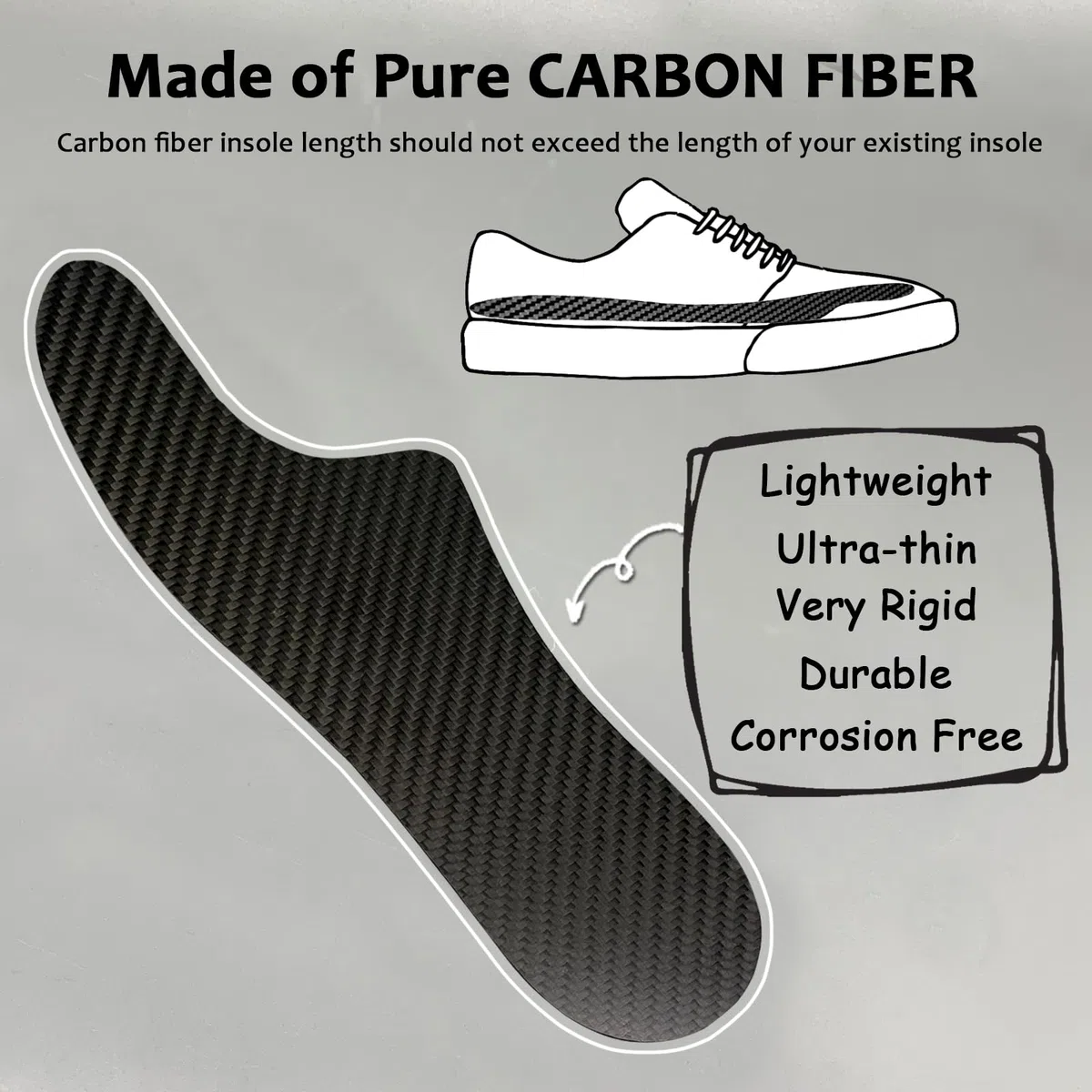 Morton's Extension Orthotic, plantilla de fibra de carbono, 1 pieza, placa de inserción rígida para zapatos de recuperación para hombres y mujeres, dedo del pie de Morton, dedo del pie de