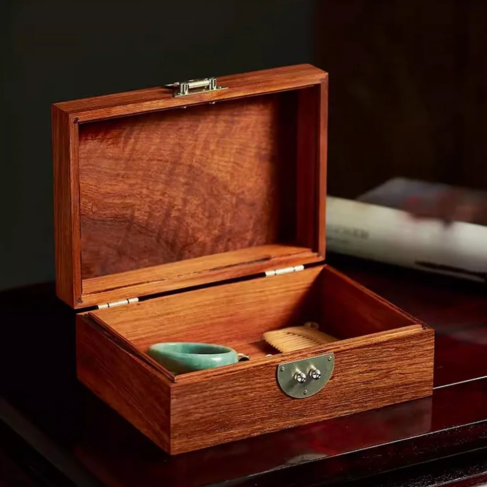 ASWAD Organizador de Almacenamiento de Joyas Caja de almacenamiento de joyería de madera maciza con cerradura, pulsera decorativa, pendientes, collar, joyero