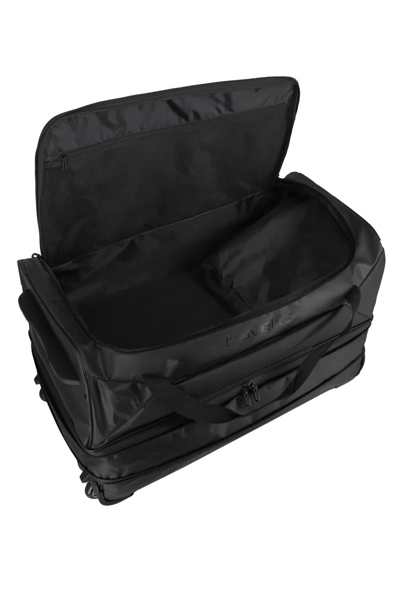 Travelite Bolsa de viaje trolley con ruedas de material repelente al agua, Basics equipaje blando con fuelle expansión, 70 cm, 98-119 litros, Negro