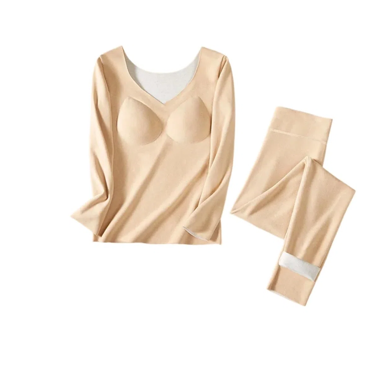 Conjuntos de Ropa Interior térmica for Mujer, Camiseta Lisa sin Costuras, Calzoncillos Largos 2 Piezas, Conjunto Forro Polar Doble Cara, otoño e Invierno para Esquí,Moto