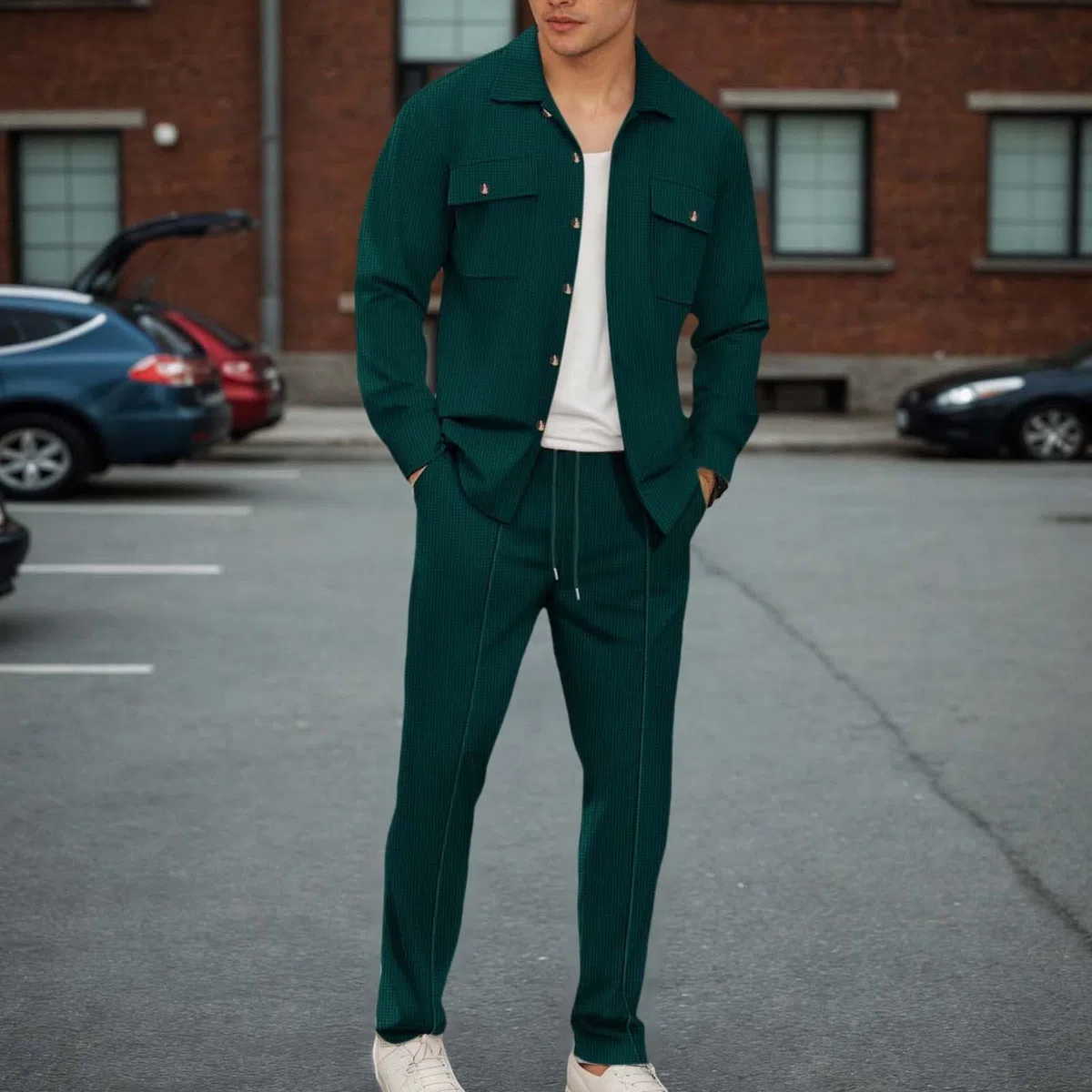 Conjunto genérico para hombre de algodón, 2 piezas, chándal, deporte, sudadera, pantalones casuales, ligeros, transpirables, entrenamiento, gimnasio, casa elegante, A37