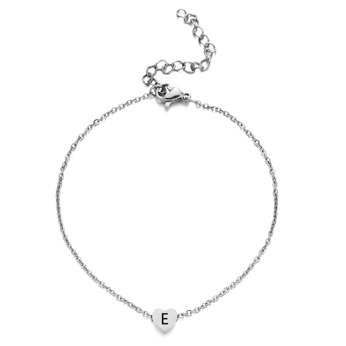 Tobillera para boda, oro blanco de 18 quilates, 750, oro de 18 quilates, corazón con letras, tobillera para niñas, verano, vacaciones para mujeres y niñas