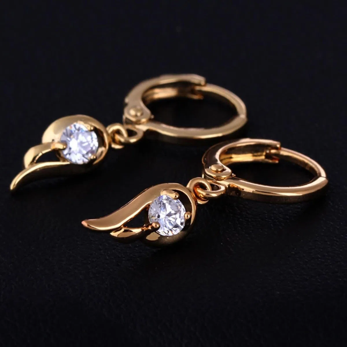 Pendientes de oro auténtico para mujer, oro de 18 quilates 750, pendientes de aro de moissanita, pendientes de gota de aro, oro amarillo Au750, pequeños