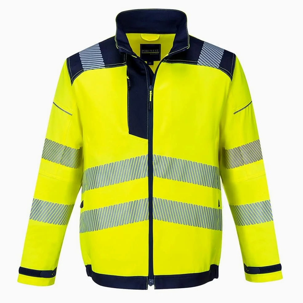 Portwest PW3 T500YNRL - Chaqueta de alta visibilidad (talla L), color amarillo y azul marino