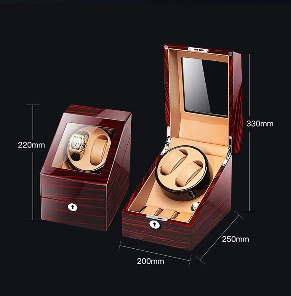 Caja expositora para Relojes, enrollador automático de Relojes con Espacios de Almacenamiento adicionales, Motores silenciosos, Almohadillas Flexibles para Relojes, 4 Mod，A-2+3