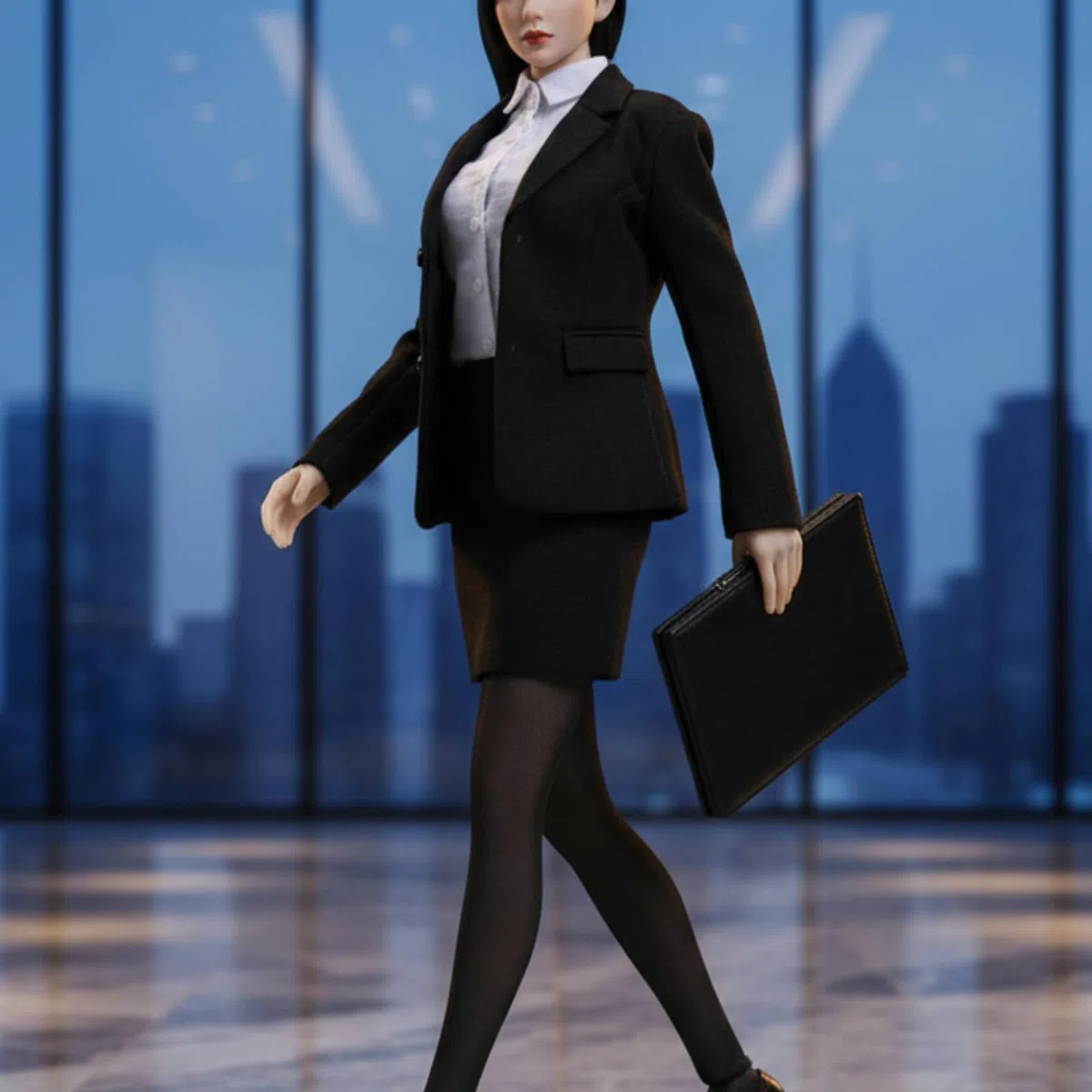 Traje Formal de Mujer Ropa Profesional para Figura Femenina Compuesto por Chaqueta Falda Camisa y Medias Confección Adecuado para Montaje de Escenas Oficina y Exposición