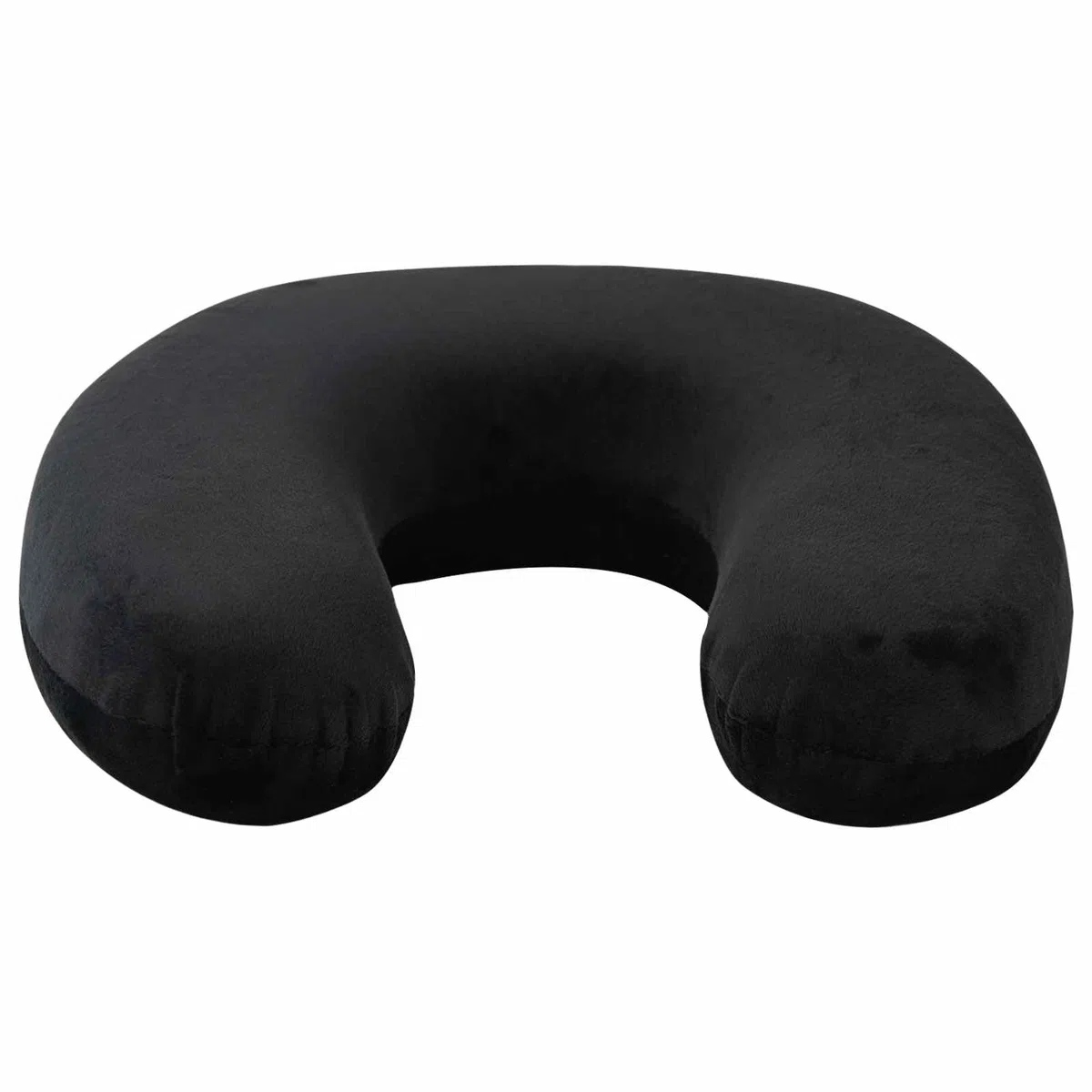 Mangloder Almohada de Viaje para Cuello Negro Almohada Ergonómica para el Cuello con Espuma viscoelástica y Funda de Terciopelo Transpirable Lavable Portátil 27x27x8cm para Coche Tren Avión y Hogar