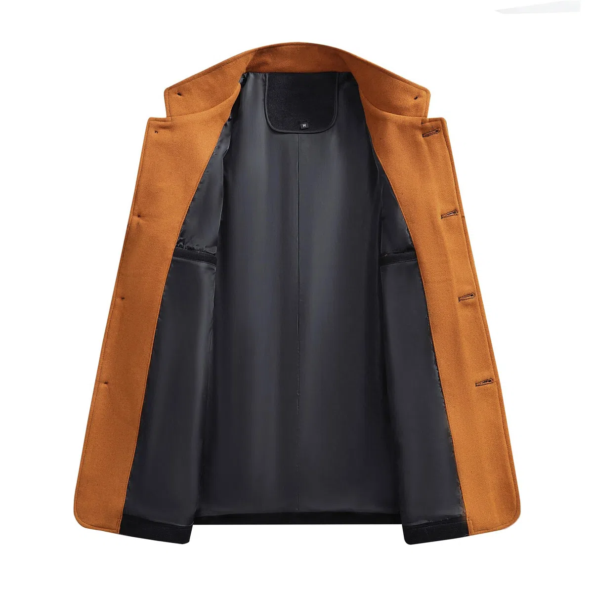 Allthemen Abrigo de lana para hombre corte entallado cuello alto chaqueta de invierno longitud media para negocios y ocio