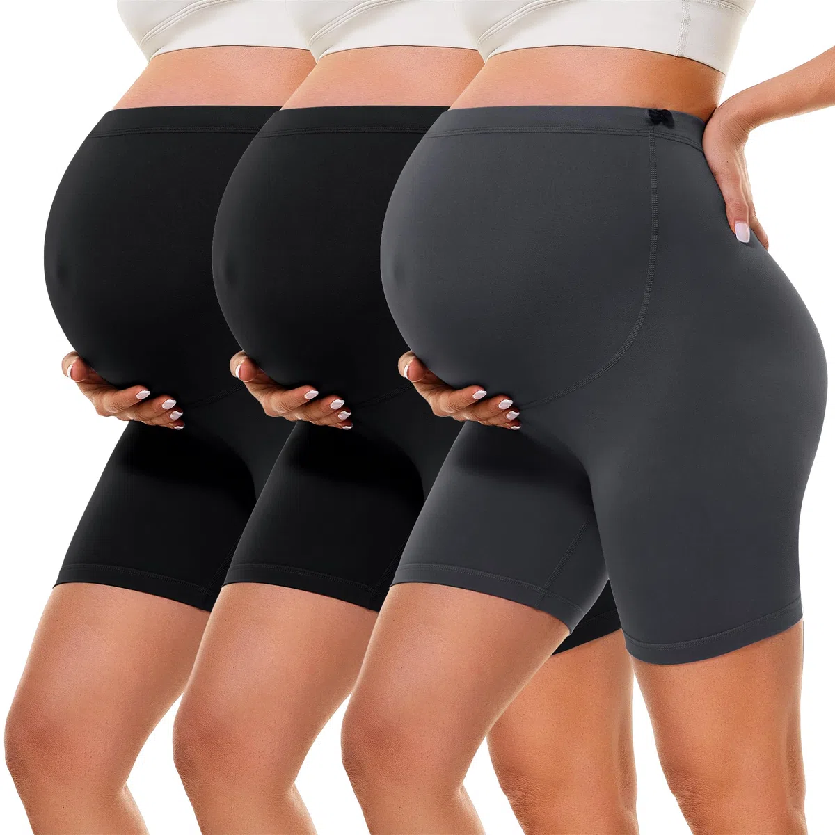 BONVIGOR Buttercloud - Pantalones cortos de maternidad sobre el vientre, pantalones cortos de 5 pulgadas para embarazo, pantalones de yoga