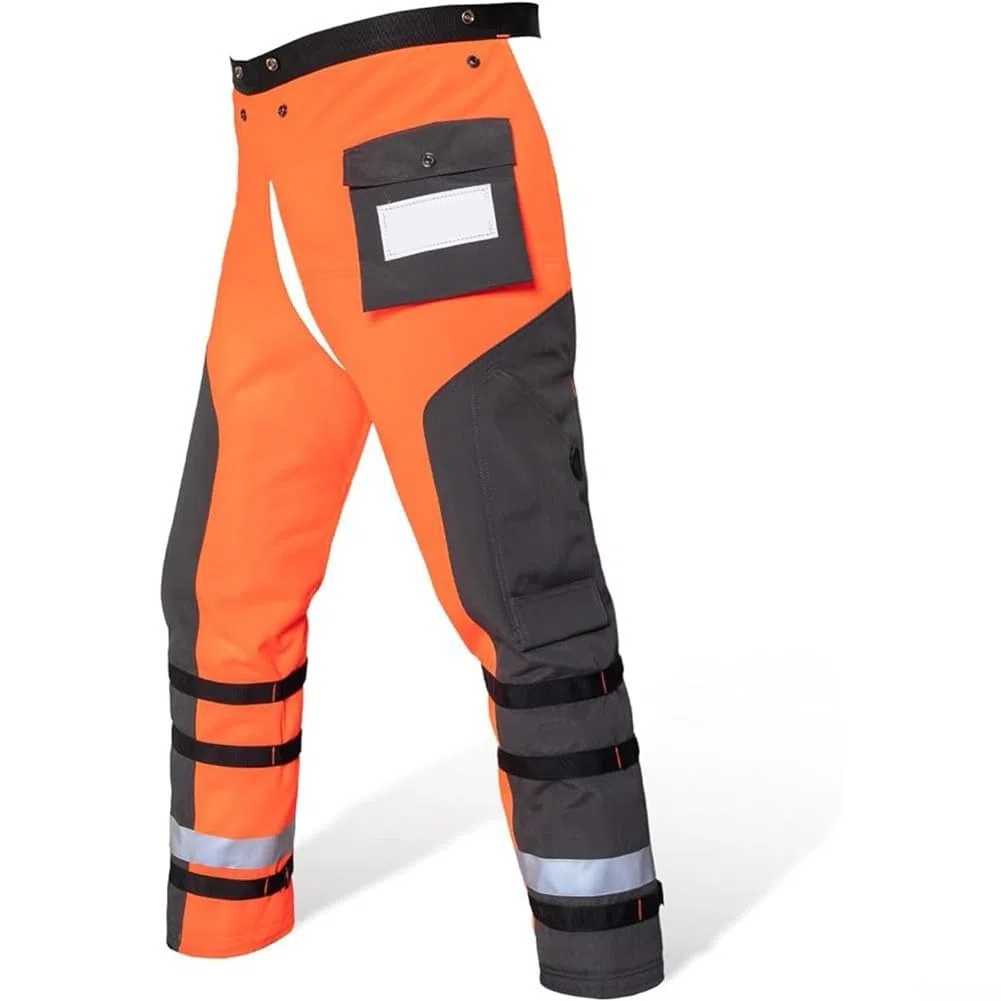 Pantalones de motosierra con 9 capas protectoras y cierres ajustables en la cintura y las piernas para mayor seguridad y comodidad durante el trabajo, como se muestra en la imagen., L