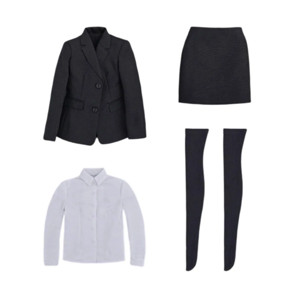 Traje Formal de Mujer Ropa Profesional para Figura Femenina Compuesto por Chaqueta Falda Camisa y Medias Confección Adecuado para Montaje de Escenas Oficina y Exposición