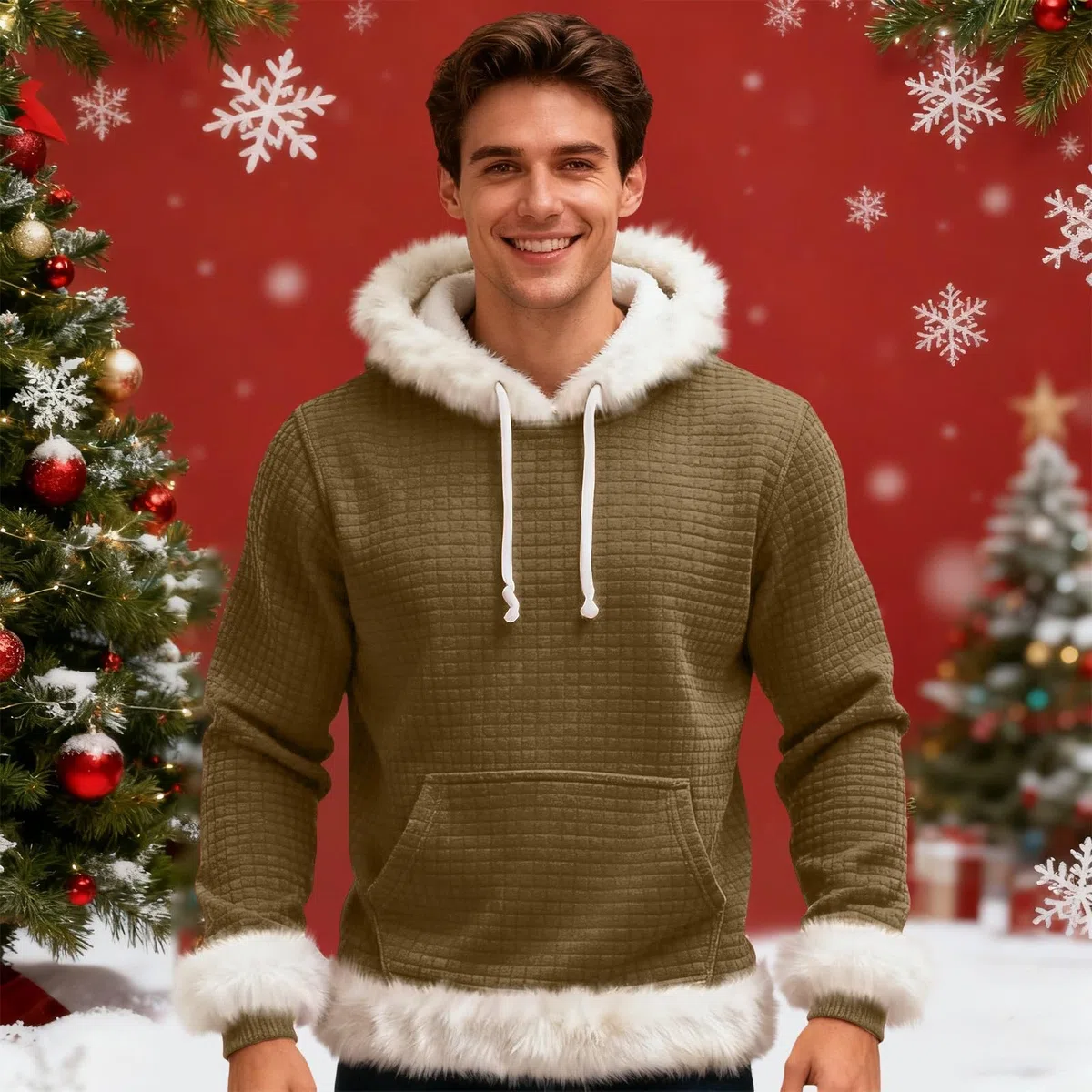 Chaqueta Verano Hombre Sudadera con Capucha De Forro, Estilo Oversize, Tallas Grandes, Manga Larga, Casual, Ideal para Invierno. L (Khaki, M) Ropa Playa Muscle Fit Oversized Gym Caza