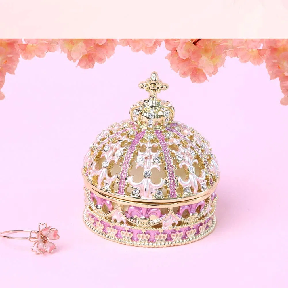 Caja de Almacenamiento de Joyas, Regalo para Mujeres, Caja de joyería de Corona para niñas, Estuche de Almacenamiento de exhibición de Anillos Manual, Organizador de Joyas para ani