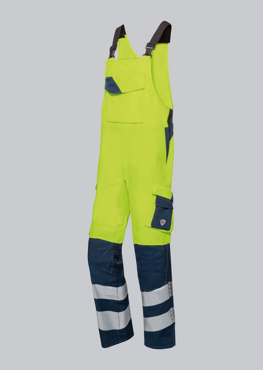 BP 2207-590-6614-37/38s - Peto para hombres, tirantes elásticos con clip, 48,5% acrílico, 34% algodón, 17% poliamida, 0,5% otras fibras, talla 37/38 S, color amarillo