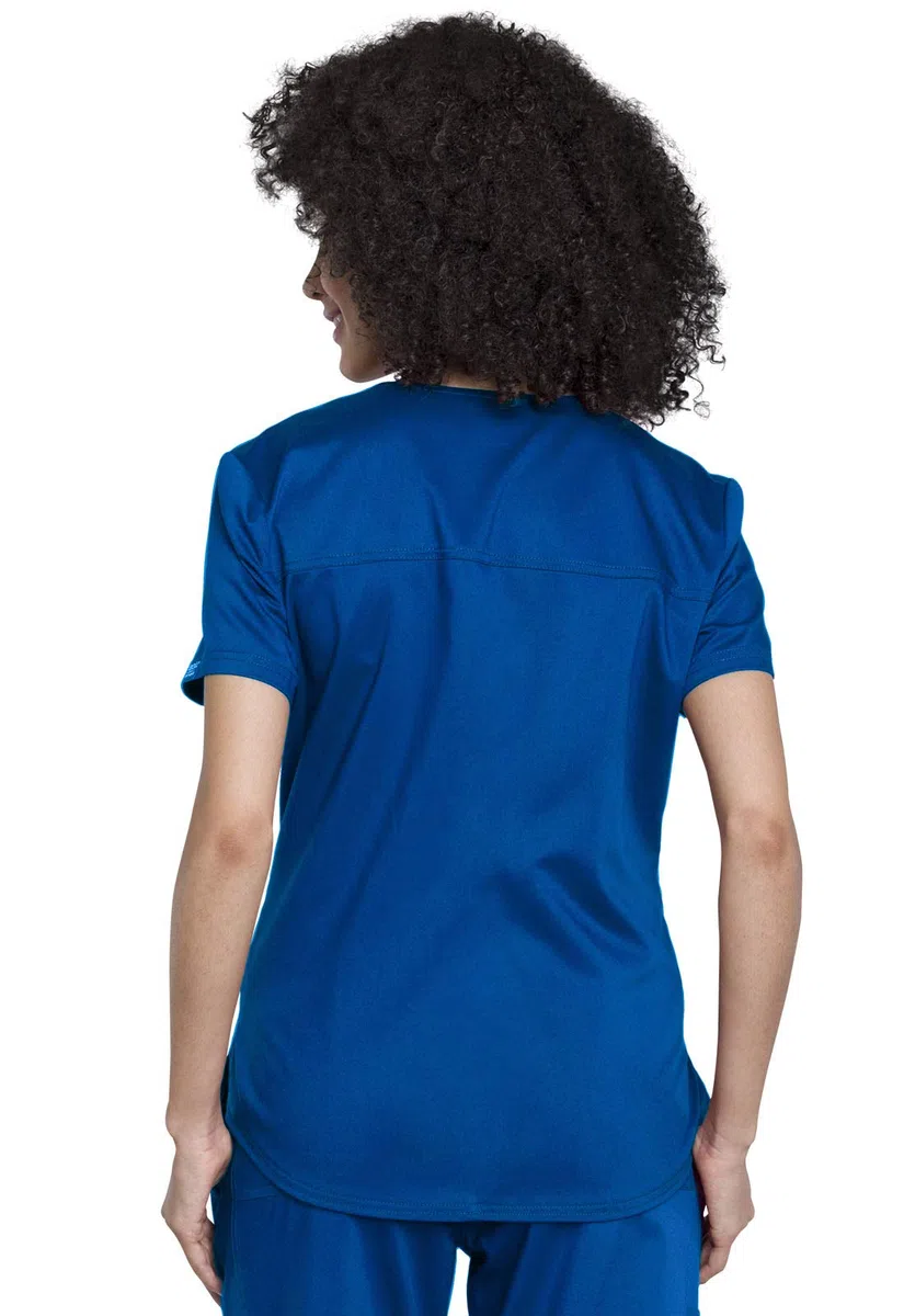 Cherokee Conjunto de uniforme médico para mujer con cuello en V, WW657 con pantalón médico de tiro medio y pierna cónica con cordón, WW105, real- S Top/S pantalón alto