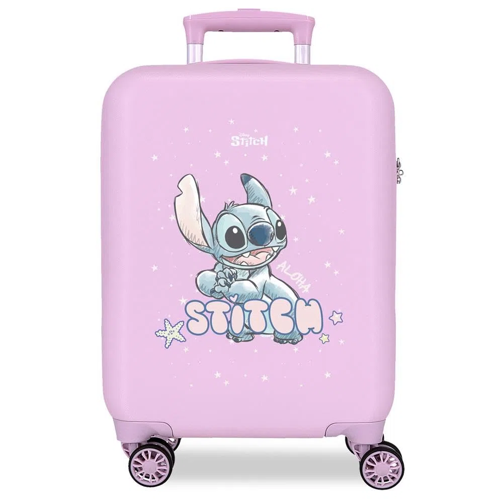Joumma Disney Lovely Stitch Maleta Infantil Maleta Cabina Azul Blanco Rígida ABS Cierre de combinación Lateral 4 Ruedas Equipaje de Mano